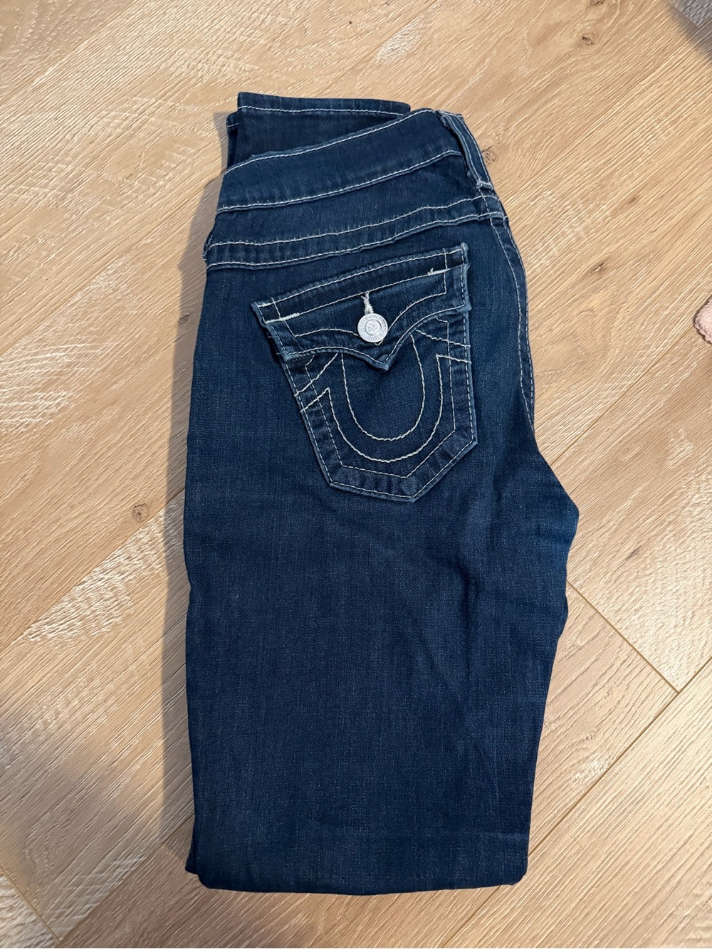 True Religion Dark Wash Women's Jeans with Contrast Stitching
